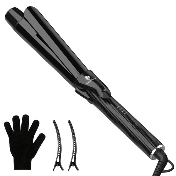 MiroPure Curling Iron, 1 1/4 Inch Hair Curling Iron with Extra Long Tourmaline Ceramic Barrel, Curling Iron with Ionic Technology, Professional Curling Wand, Dual Voltage, Glove Included