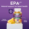 Omega 3 Fish Oil Gummies - Triple Strength Omega 3 Fish Oil Gummy Vitamins with High Absorption EPA & DHA Fatty Acids, Burpless Fish Oil Supplement, Nature's Heart Health, Orange Flavor - 60 Gummies