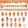 Haooryx 70Pcs Winter Christmas Mini Gingerbread Bulletin Board Classroom Decoration, Gingerbread Man Paper Cut-Outs Blackboard Border Decor for Christmas Party Home School Classroom Window Wall Decor