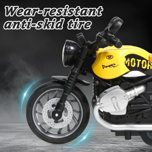 MQDMINI 4 Pieces Pull Back Motorcycle Toys - Friction Powered Kids Toy Cars with Sounds and Lights, Motorcycle Toys Gift for Boys or Girls Over 3 Years Old Birthday