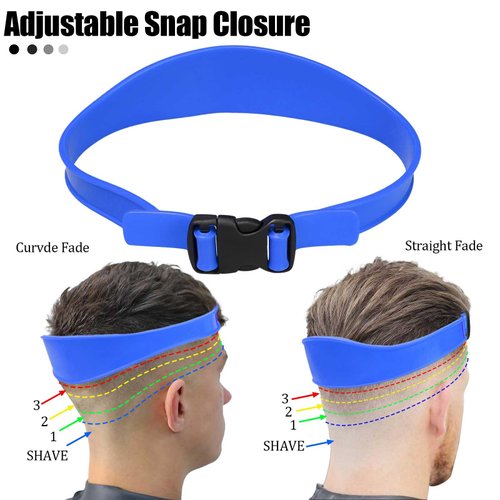 FOWSRHRG Adjustable Hair Trimming Guide, Neckline Shaving Template and Professional Hair Cutting Cape DIY Beard Shaper Inbuilt Comb's Template Haircutting System (1PCS Blue Neckline Shaving Template)