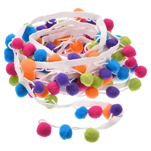 uxcell 2 Yards Pom Pom Ball Fringe Trim, Ribbon Sewing DIY Crafts Accessory for Home Curtain Clothes Pillow Decoration, Multicolor