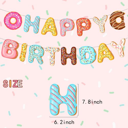 DIADARL Donut Happy Birthday Banner, Donut Party Supplies, Donut Party Decorations, Donut Party Decorations, Donut Theme Birthday Party Kids Birthday Baby Shower Wall Decoration