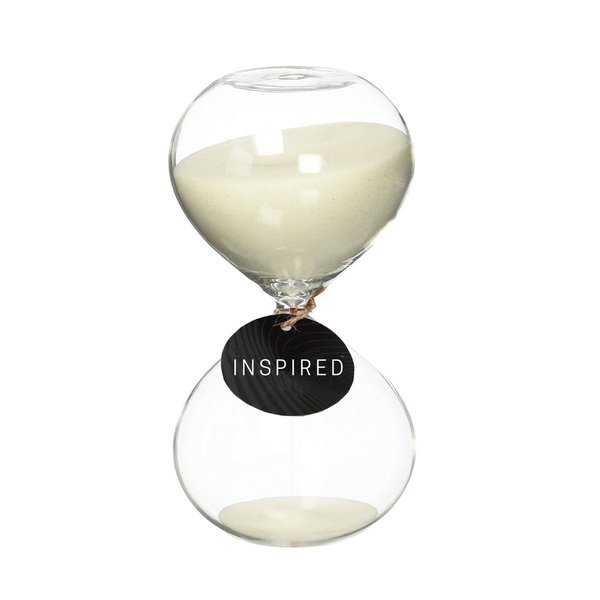 SWISSELITE Biloba Puff Sand Timer/Hourglass Sand Timer - Inspired Glass/Home, Desk, Office Decor White