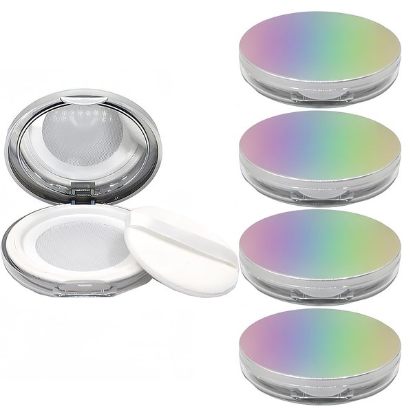BesYouSel 5g Empty Compact Powder Empty Refillable Loose Powder Box Case Plastic Portable Mini Makeup Loose Powder Puff Box with Container Holder Powder Puff and Sifter,Pack of 5