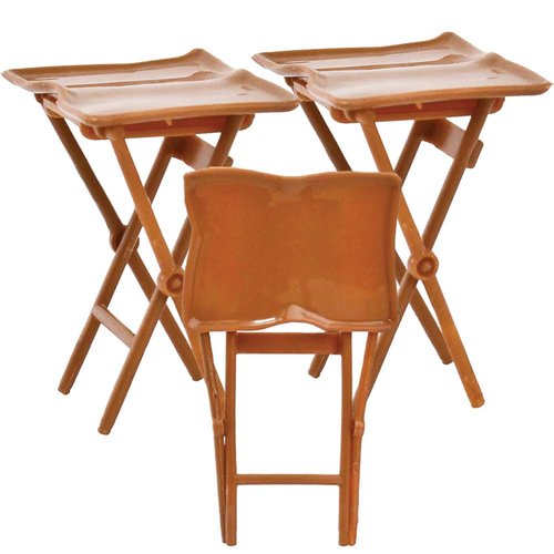 Set of 3 Brown TV Trays for Wrestling Action Figures