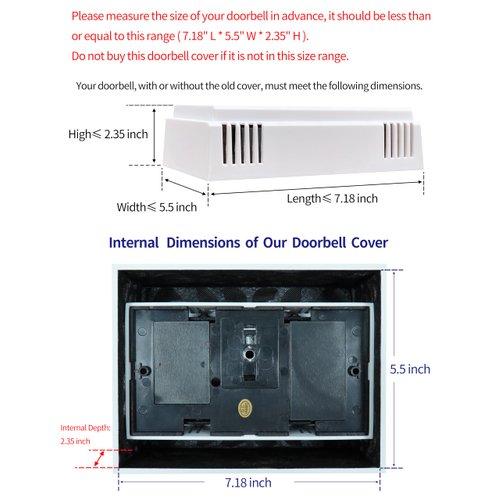 ORYX Doorbell Chime Cover Box Only, White Door Bell Covers for Wall, Wood Piano Paint Design for Decorative