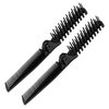 uxcell Portable Travel Hair Brush, Folding Pocket Size Comb Double Headed Anti-Static Hairdressing Tools, 2 Pcs Fine Teeth Comb and Bristle Brush for Salon Women Men Pet, Black