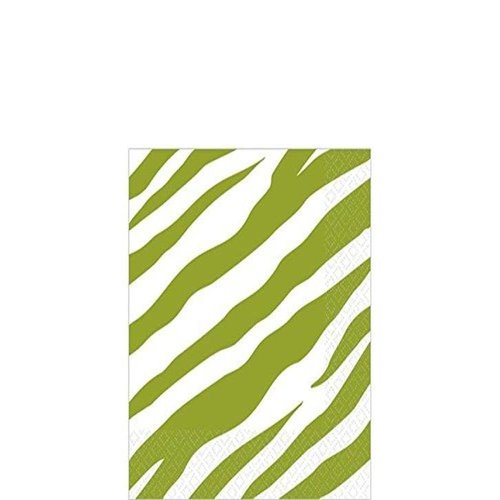 Amscan Decorative Avocado Zebra Party Beverage Paper Napkins (16 Pack), 5 x 5", Green