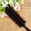 Round Hair Brush, Boar Bristles Brush Salon Blowout Styling Hairbrush Portable Travel Comb with Natural Wooden Handle Anti Static for Women Men Blow Drying Style Curling Hairdressing Add Volume Shine