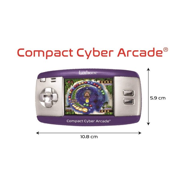 Compact Cyber Arcade Portable Gaming Console, 250 Games, LCD, Purple, JL2375PR