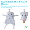 Organic Cotton Stuffed Animal Rattle Baby Toys, Organic Elephant Cuddle Cloth & Organic Musical Elephant Plush Toy Set for Newborns Infant Boys Girls, 2 PCS