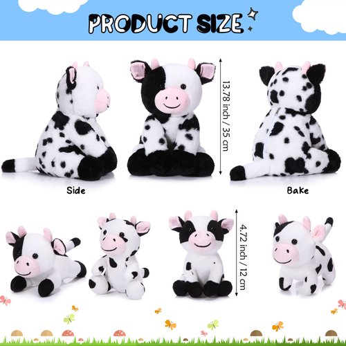 Sumind 5 Pcs Cow Plush Animals Set Mommy Cow Stuffed Animal with 4 Baby Cute Cows in Her Tummy Mommy Cow and Baby Small Plush Cow for Boys Girls(Cute)