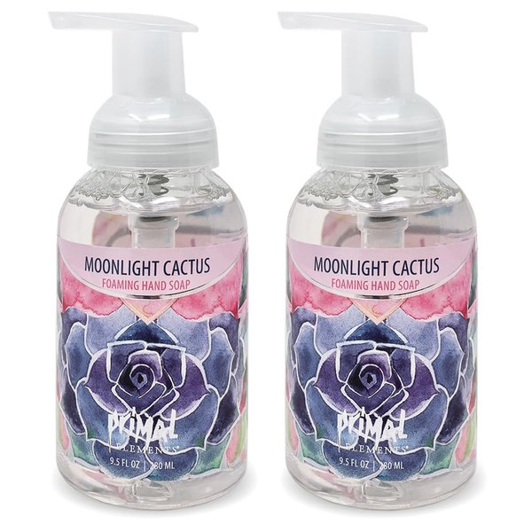 Primal Elements Nourishing Foaming Hand Soap, Gentle Hand Wash for Softer and Cleaner Hands, Washes Away Dirt – 9.5 FL OZ (Moonlight Cactus, 2-Pack)