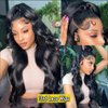 13x6 Body Wave Lace Front Wigs Human Hair Pre Plucked 24 Inch HD Transparent Glueless Lace Frontal Wigs Human Hair with Baby Hair 180% Density Brazilian Body Wave Wigs for Black Women Natural Color