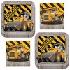 Construction Zone Party Metallic Paper Dinner Plates and Luncheon Napkin (Serves 16)
