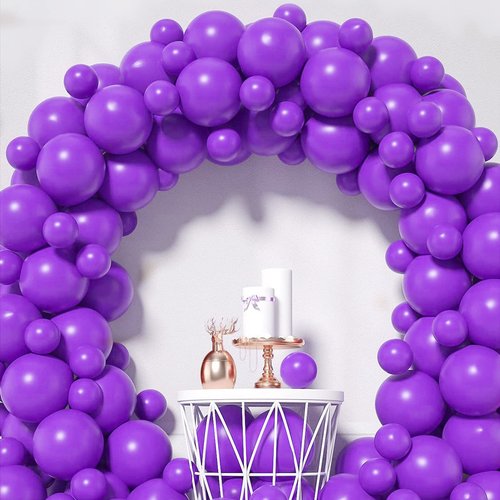 CANREVEL Purple Balloons - 100pcs Different Sizes 5/10/12/18 Inch Latex Balloons Garland Arch Kit for Birthday Masquerade Party Baby Shower Wedding Anniversary Halloween Party Decorations