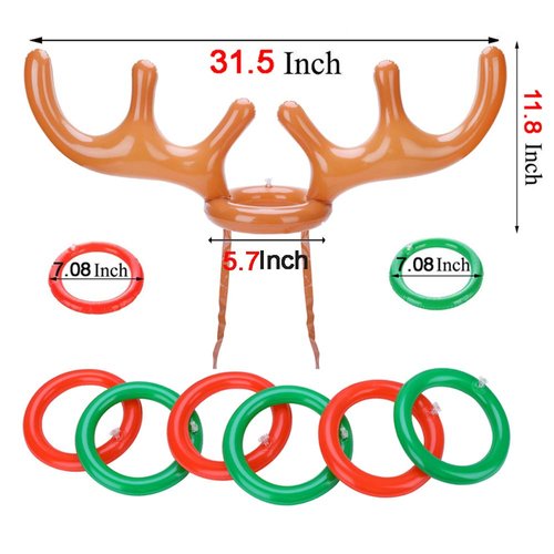 Christmas Party Games Reindeer Ring Toss Set(2Pack), Konsait Inflatable Reindeer Antler Ring Toss Game for Kids Children for Xmas Party Reindeer Games Christmas Party Games Favors Supplies