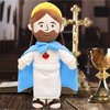 Yelakey Jesus Plush Jesus Stuffed Doll with Cloak Heart of Jesus Plushie Savior Doll Religious Party Favors for Kids Christening Easter (Blue)