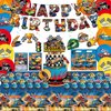 77 Pcs Hot Car Birthday Party Supplies,Included Banner,Hanging Swirls,Tablecloth,Cake Topper,Cupcake Toppers,Gift Bag, Invitation Card,Balloon for Boy and Girl Wheel Party Decorations