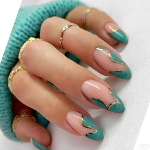 DANMANR Medium Press on Nails Lenght French Fake Nails Almond Acrylic Full Cover False Nails for Women and Girls24PCS (Almond1)