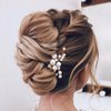 Unicra Bride Pearl Wedding Hair Comb Silver Bridal Side Comb Crystal Hair Accessorie for Women and Girls (Silver)