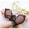 Olbye Womens' Wedding Gloves Fingerless Rhinestone Black Lace Gloves for Brides Lace Bow Gloves Short (Black)