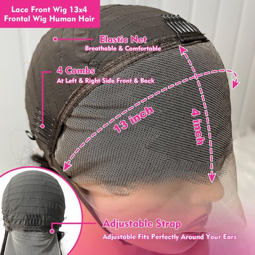 Aimery Bob Wig Human Hair Lace Front Wigs Pre Plucked HD Transparent Short Bob Lace Front Wigs Human Hair Brazilian Body Loose Wave Wear and Go Human Hair Wig (14Inch)