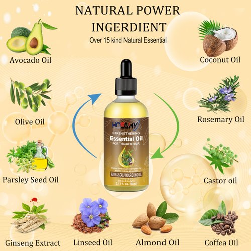 Hair Growth Oil,Rosemary Hair Regrowth Serum,Scalp & Hair Strengthening Oil Products For Hair Thinning & Loss, Dry Damaged Hair,Beard,For Men Women (60ml)