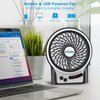 efluky 3 Speeds Mini Desk Fan, Rechargeable Battery Operated Fan with LED Light, Portable USB Fan Quiet for Home, Office, Travel, Camping, Outdoor, Indoor Fan, 4.9-Inch, Black