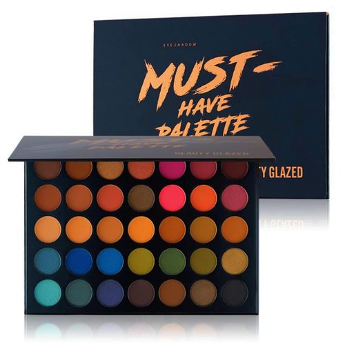 35 Colors Makeup Eyeshadow Palette Smoky Eye Shadow Palette Matte Shimmer Glitter Pigment Pressed Makeup Palette Waterproof Professional Long Lasting Charming Metallic Cosmetics Eye Shadow Palette