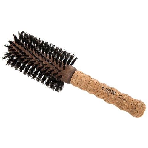Ibiza Hair Professional Round Boar Hair Brush (G4, 65mm), Hybrid Swirled Boar & Carbon Fiber Nylon Bristles with Cork Handle, For Crown of the Head Volume, Add Texture & Shine for Medium to Long Hair