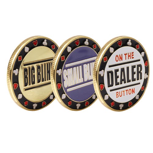 GSE Games & Sports Expert Metal Small Blind, Big Blind, Dealer Button - Set of 3 Professional Texas Hold‘em Poker Button for Gambling Card Games, Poker Nights, Tournaments