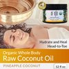 Organic Fiji Raw Cold Pressed Coconut Oil for Hair, Skin, Face & Body | Relaxing Massage Oil | Pineapple Coconut,12 oz for Women Men & Baby