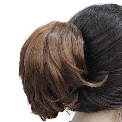 Wiginway Short Light Auburn Curly Clip In Claw Ponytail Hair Extension Synthetic Hairpiece with a jaw/claw clip