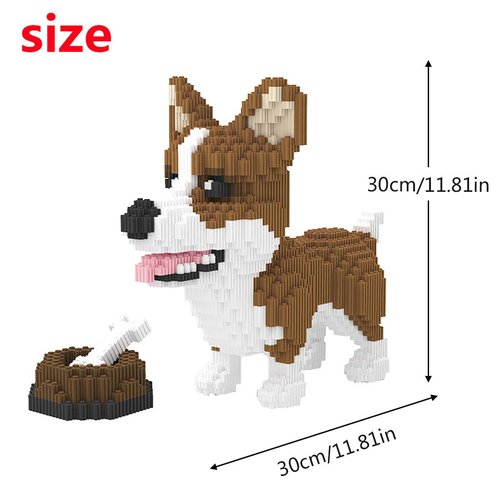 Larcele Dog Micro Building Blocks Animal Mini Building Toy Bricks,4819 Pieces KLJM-02 (Corgi Dog and Food)