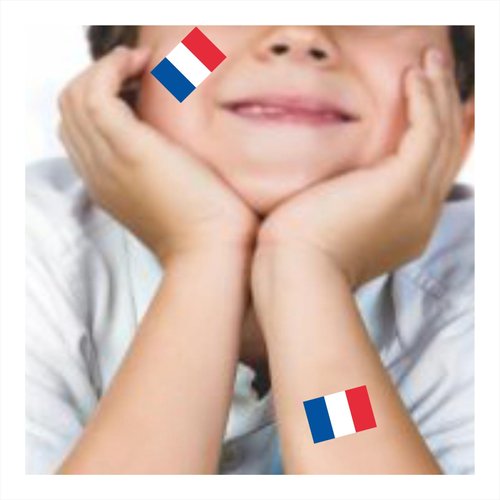 Womaha 30 Sheets France Flag Temporary Tattoos Fans Face Tattoo Stickers for Adults Kids Group Activity Props