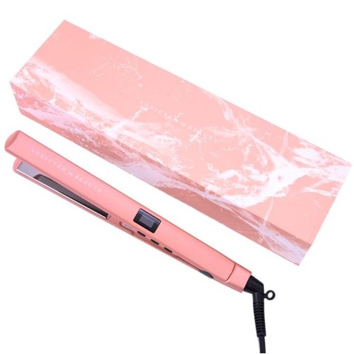 Titanium Hair Straightener Flat Iron with 1” Crystal-Finish Plates, Digital Control with Auto Shut-Off, Heats up to 445° Temp, 8.5 ft Cord, Rose Gold