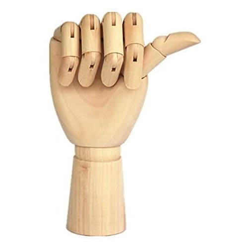 TAPBULL Wood Artist Drawing Manikin Articulated Mannequin with Wooden Flexible Fingers 10" Right Hand (10 inches-Right Hand)