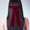 2PCS Wine Red Velvet Bows Hair Clips, 5" Bow Hair Clips Elegant Velvet Hair Bows for Women Girls Non-Slip Alligator Clips Cute Hair Accessories for Toddlers Kids Baby Valentine's Day Christmas Gifts
