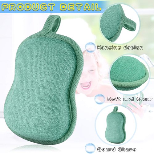 4 Pieces Baby Bath Sponge Cotton Baby Sponge Soft and Absorbent Sponge for Kids Babies Men Women (Red, Purple, Green, Orange)