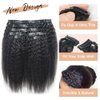 Niawigs Kinky Straight Seamless Clip Ins for Black Women Human Hair Clip In Hair Extensions Real Human Hair PU Invisible Clip On Hair Extensions 7pcs Set 16 Inch 110 Grams