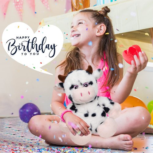 CozyWorld 12.5" Heartbeat Diary Cow Recordable Stuffed Animals Voice Sweet Messages Recorder Soft Plush Toy Playback Your Words Birthday Gifts for Toddler Kids