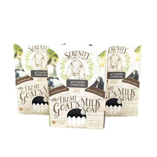 Goat Milk Soap - Handmade All Natural Soap for Sensitive Skin by SerenityGoats (Activated Charcoal Tea Tree & Lavender, 3 Pack)