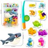 Bath Toys for Kids Ages 1-3 ,Baby Soft Dinosaurs Bath Tub Toys,11 pcs Bathtub Shark Game for Infants Toddlers, Magnetic Dino Fishing Toys Set,Mold Free Bath Toys