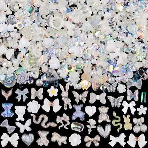 Umillars 3D Yellow Flowers Nail Art Charms Rhinestones Kit,Acrylic Camellia Rose Flower Butterfly Bowknot Crown Heart Charms for Nail Art Designs DIY Accessories Craft (Set 15)