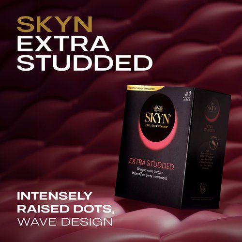 SKYN Extra Studded, 22 Count, Lubricated Latex-Free Condoms, Unique Texture Intensifies Every Moment​