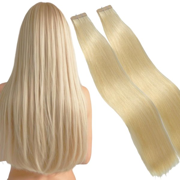 Joe Green Tape In Hair Extensions 100% Remy Human Hair (24 Inches, Straight 613)