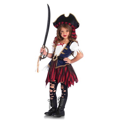 Leg Avenue Enchanted Costumes by Leg Avenue Girl's 2 Pc Caribbean Pirate Costume with Dress and Hat, Multicolor, X-Small (Age: 3-4)