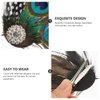 Veemoon 3pcs Butterfly Faux Peacock Feather Hair Clip with Artificial Pearl Rhinestones for Women, Bridal & Wedding Party
